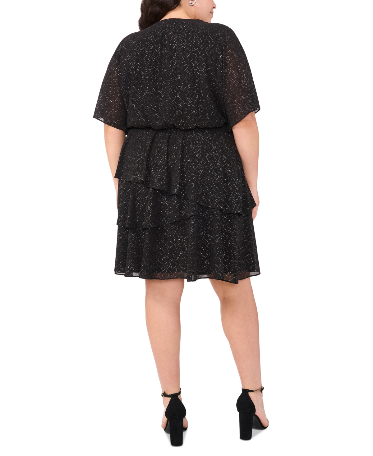 Msk Plus Size Glitter Chiffon Fit & Flare Dress