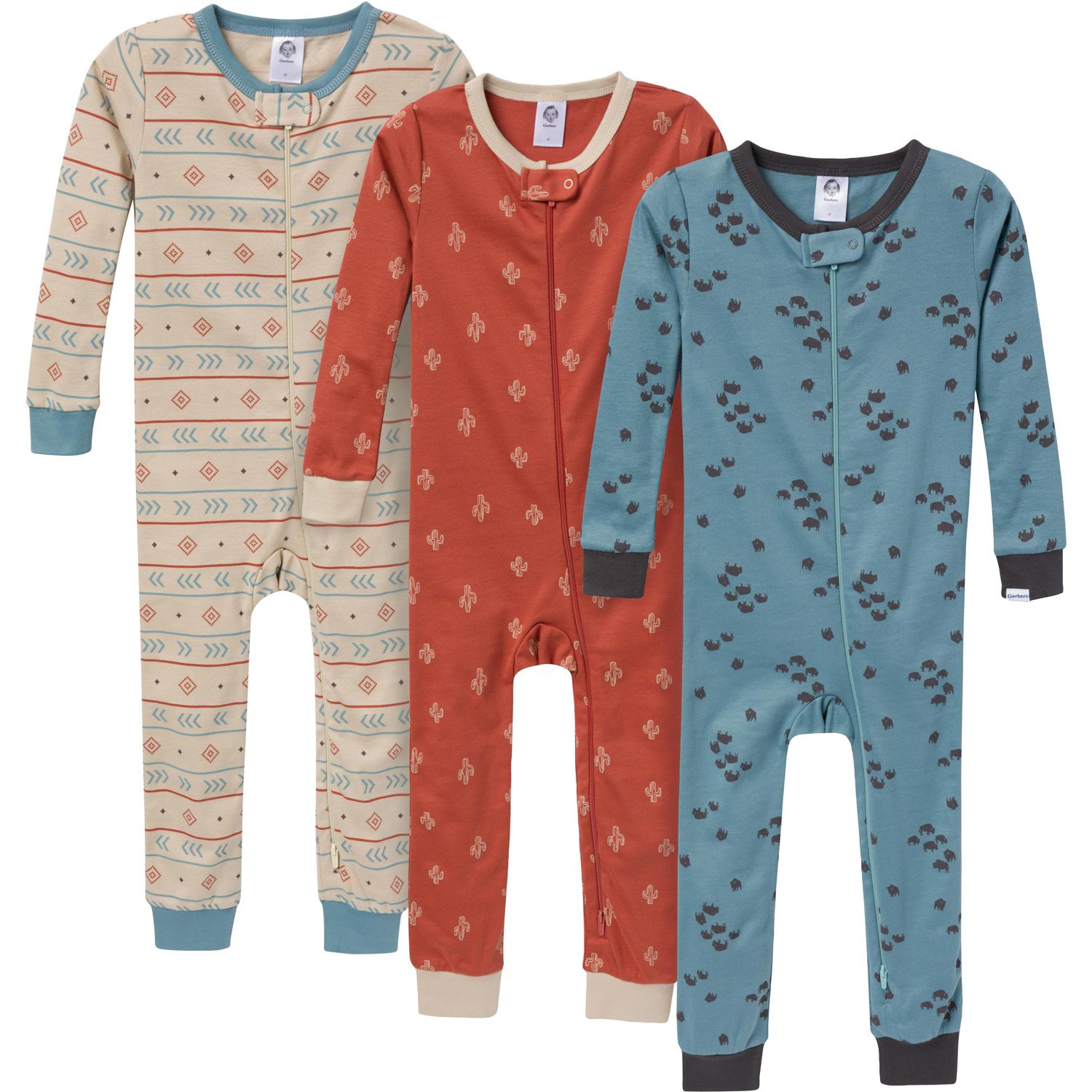 Baby Girls Snug Fit Footless Pajamas, 3-Pack, Moose and Trees