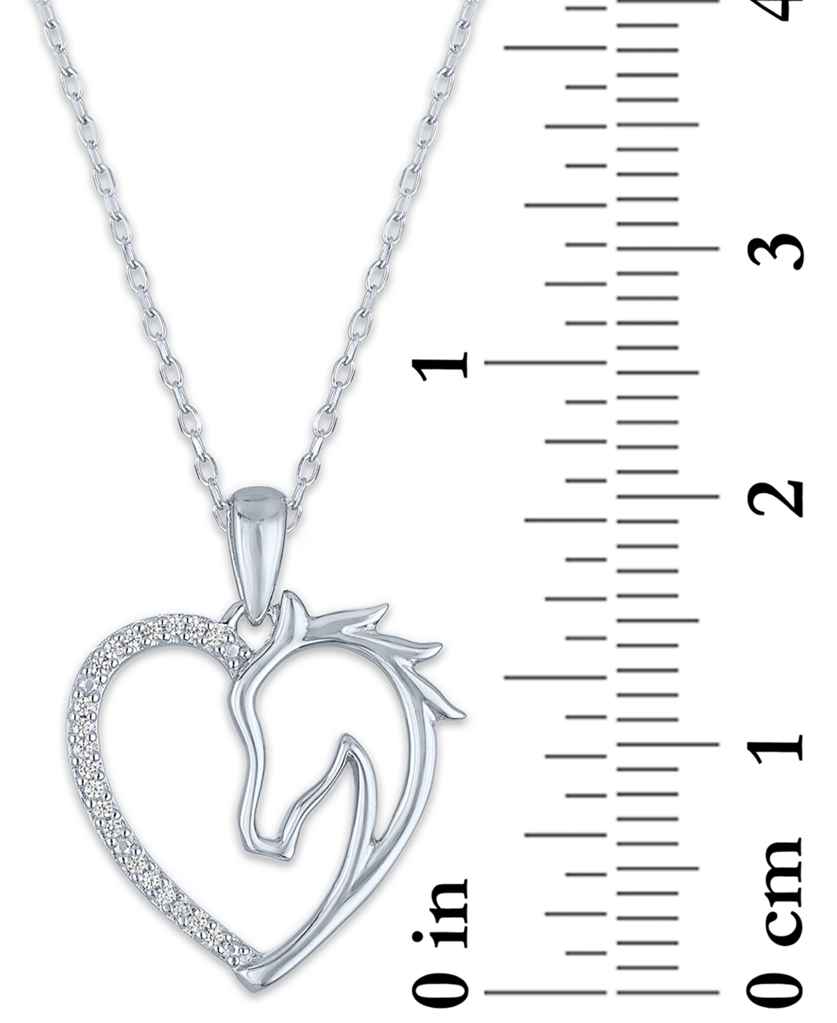 Shop Macy's Diamond Accent Horse Heart Pendant Necklace In Sterling Silver, 16" + 2" Extender