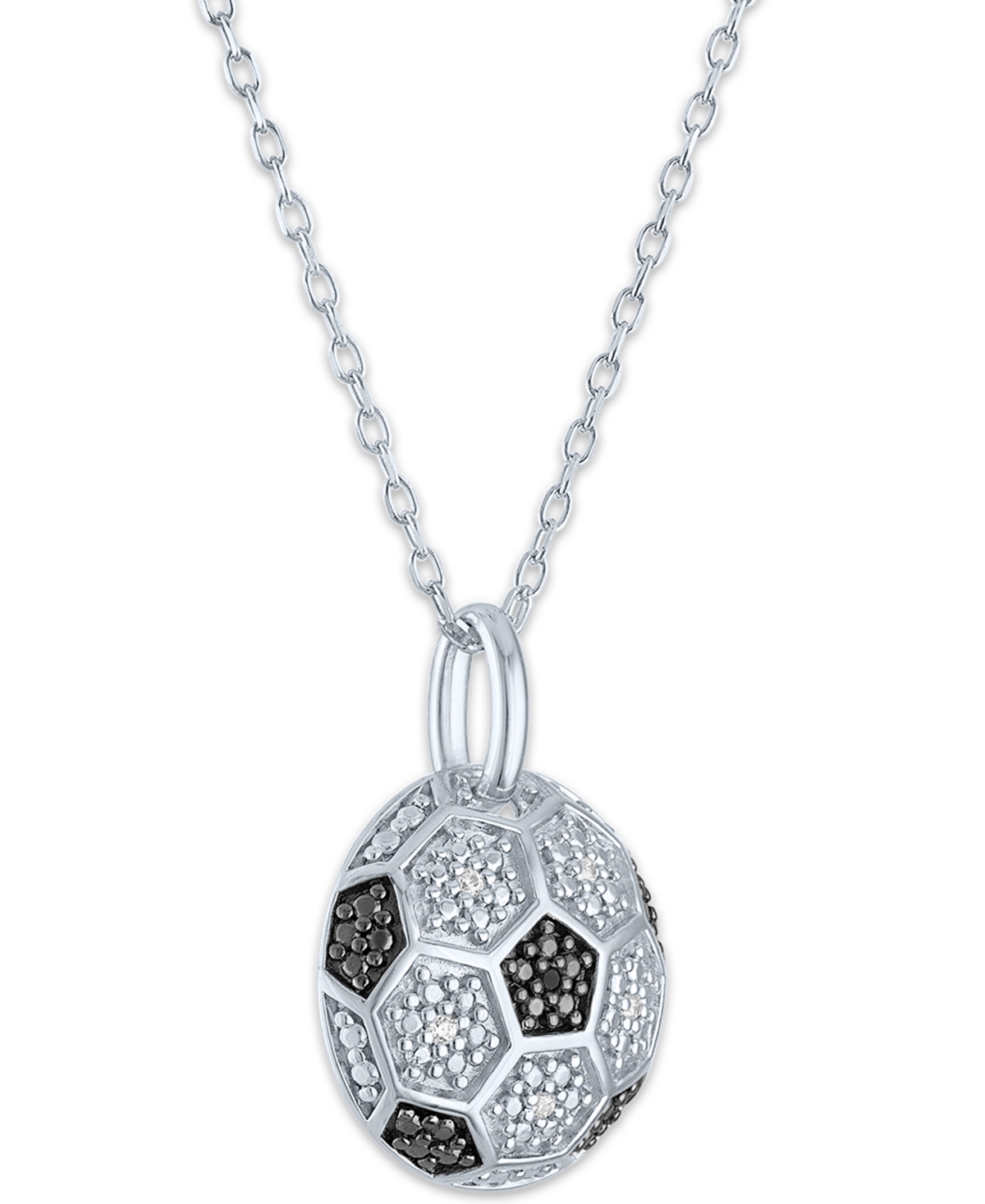 Black & White Diamond Accent Soccer Ball Pendant Necklace  16
