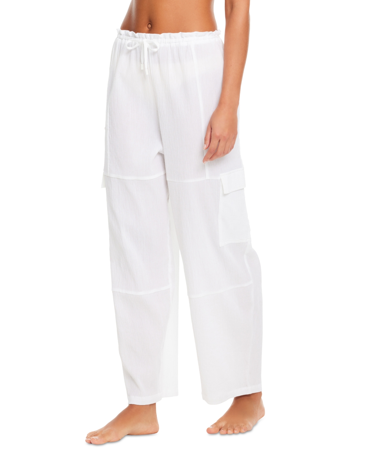 Sanctuary Baggy Cargo Barrel Cover-up Pants In White