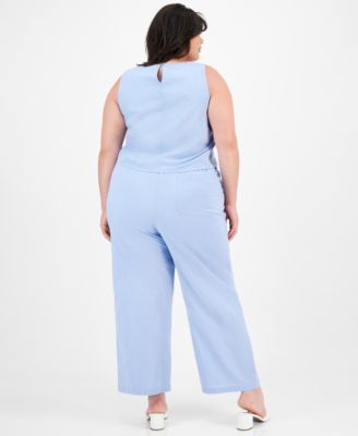 KASPER PLUS SIZE EMBROIDERED TOP PANTS