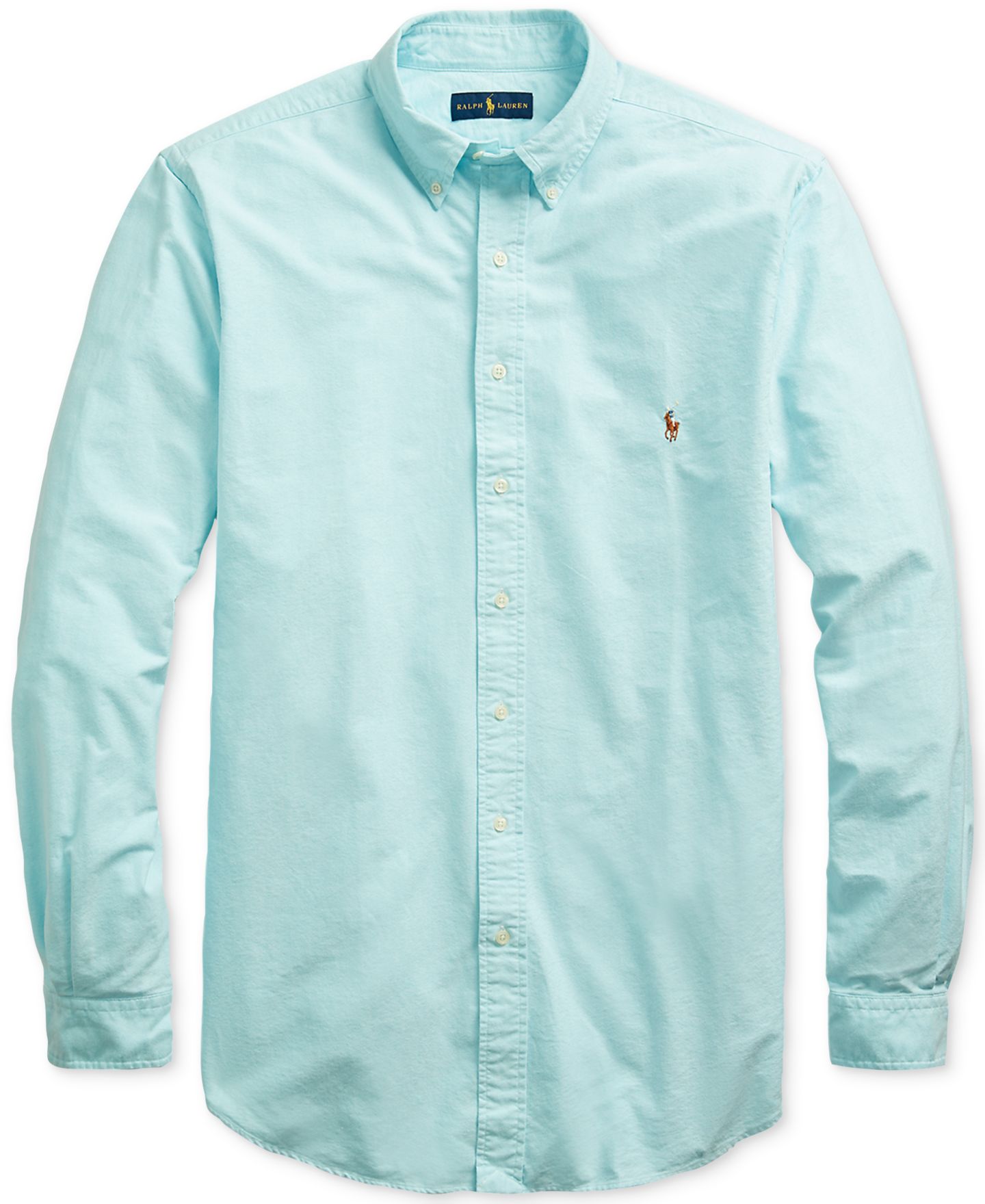 Мужская рубашка Polo Ralph Lauren Big & Tall Classic-Fit Long-Sleeve Oxford, цвет: Синий, вариант 1 — фото 5