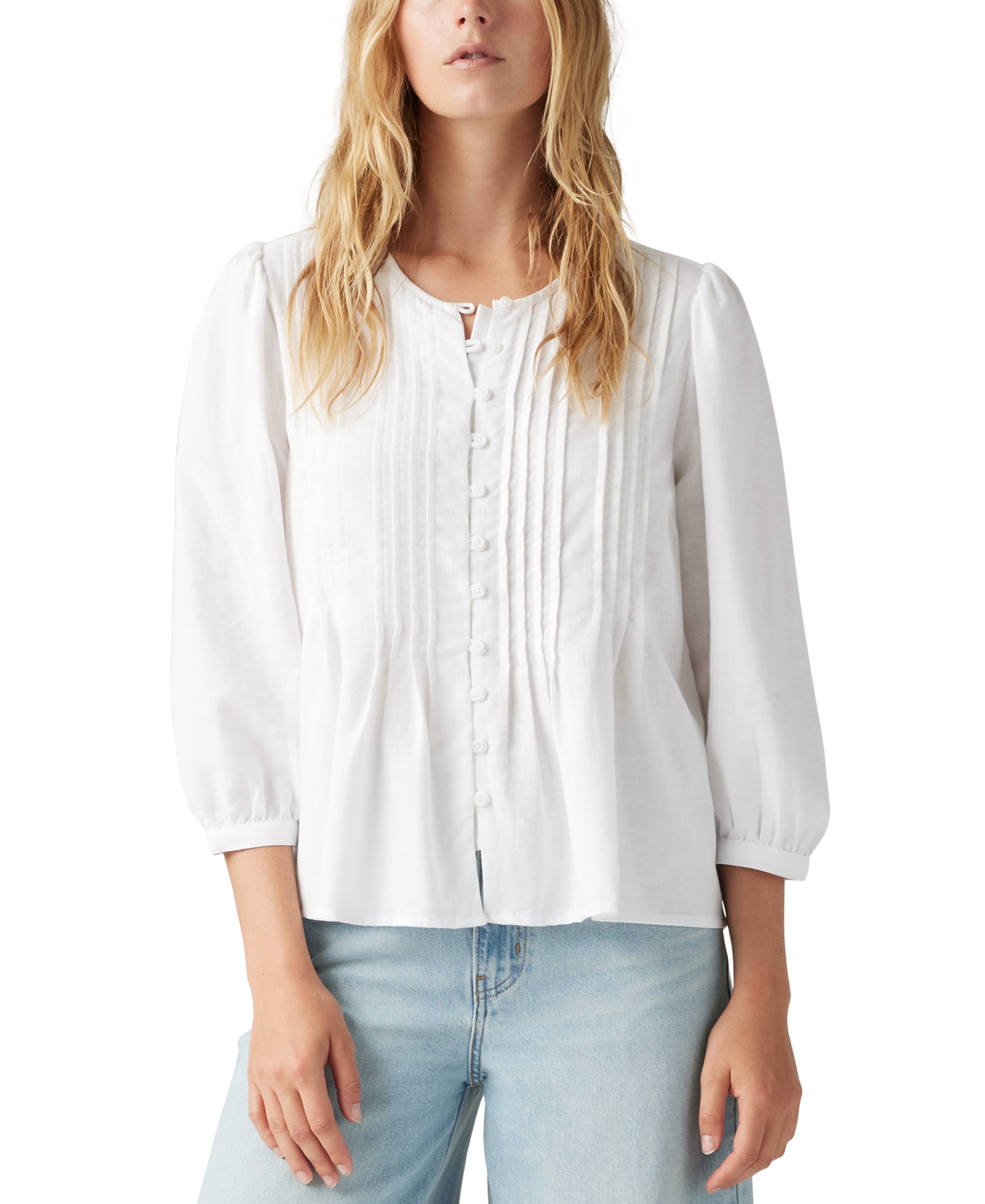 Levi's Levis Women's 3/4-sleeve Button-front Blouse In Bright White