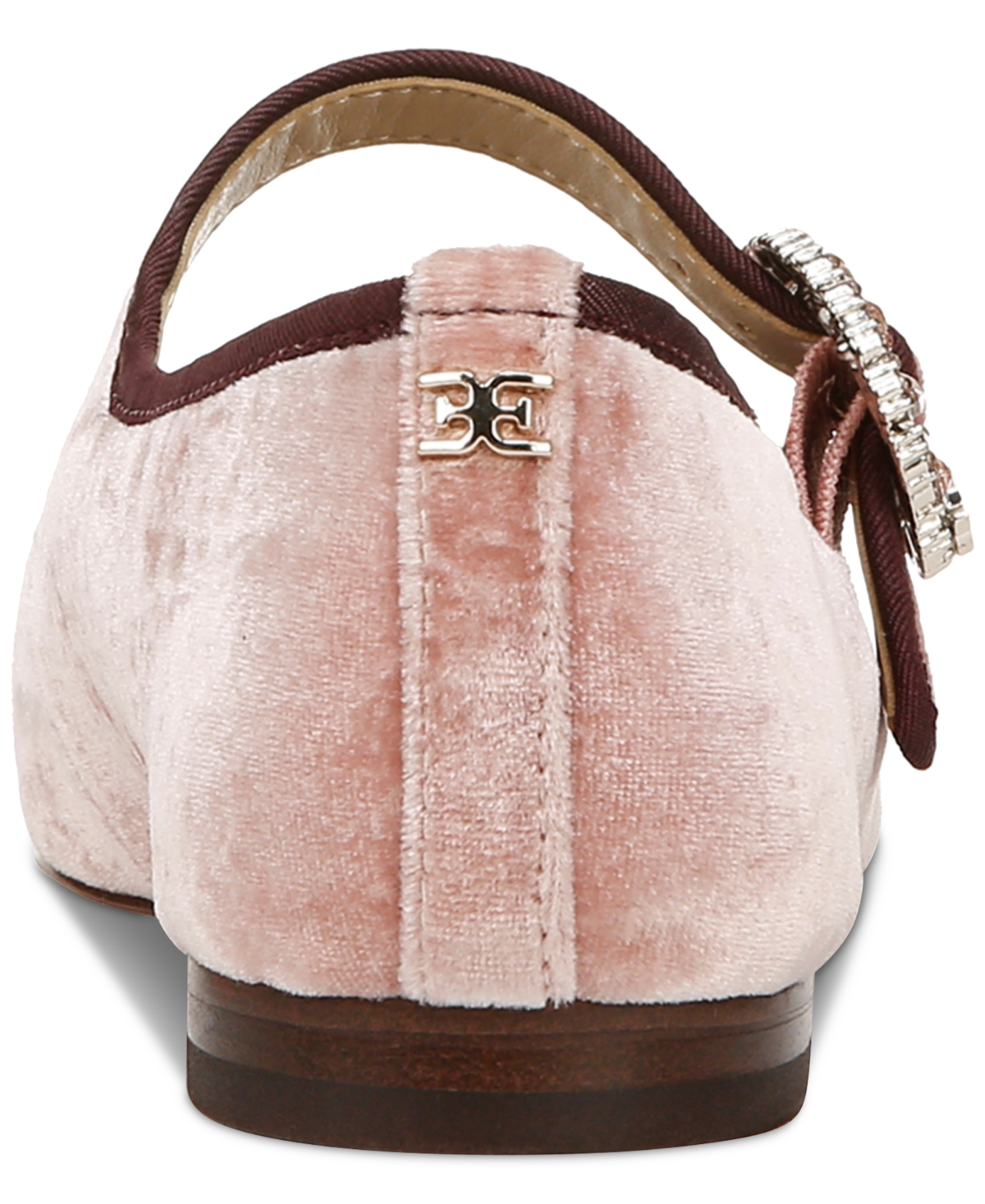 Sam Edelman Women's Michaela Glow Square Toe Embellished Buckle Mary Jane Flats In Winter Peony Velvet
