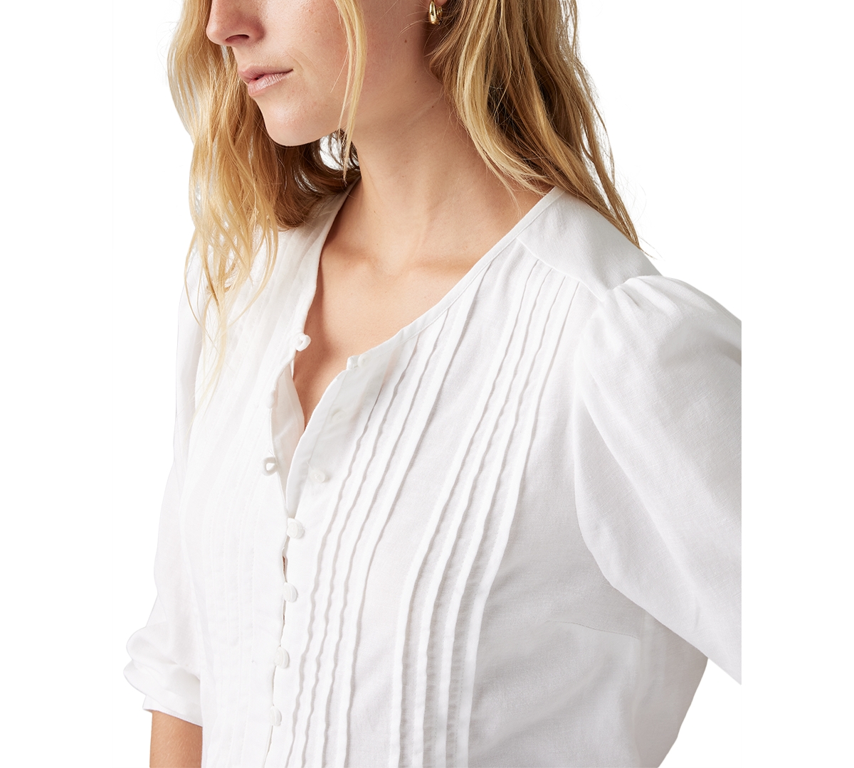 Levi's Levis Women's 3/4-sleeve Button-front Blouse In Bright White