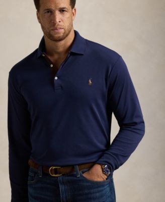 Men's Big & Tall Soft Cotton Long-Sleeve Polo Shirt