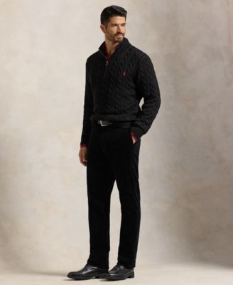 Men's Big & Tall Cable-Knit Cotton Quarter-Zip Sweater