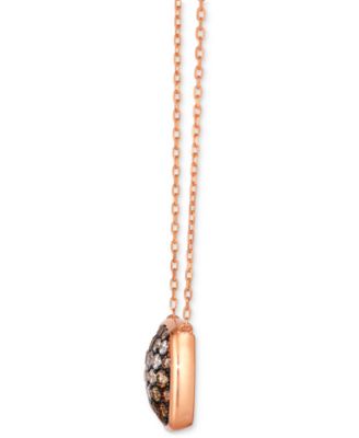 Ombr&eacute;&reg; Chocolate Ombr&eacute; Diamond & Vanilla Diamond Cushion Cluster 18" Pendant Necklace (1-1/20 ct. t.w.) in 14k Rose Gold