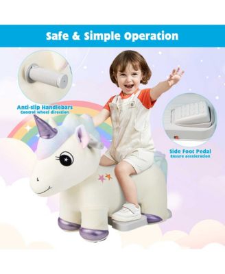 6V Electric Animal Ride On Toy Unicorn Kids Plush Ride-on w/ Music & Handlebars