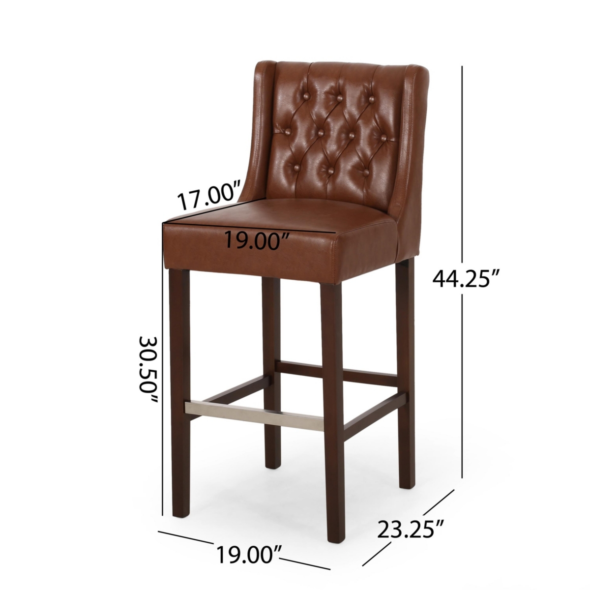 The Pop Home Set of 2 Counter Height Bar Stool with Backrest,Bar Chairs for Kitchen Island or Home Bar-The Pop Home -pastel brown
