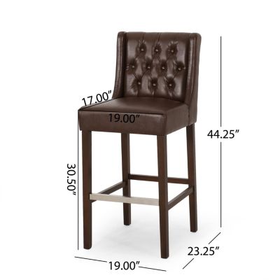Set of 2 Bar Stools 30.5" Seat Height Backrest Wood Frame Ideal for Kitchen Island or Home Bar