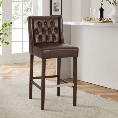 Set of 2 Bar Stools 30.5" Seat Height Backrest Wood Frame Ideal for Kitchen Island or Home Bar