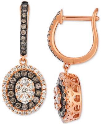 Chocolate Diamond & Nude Diamond Drop Earrings (1 ct. t.w.) in 14k Strawberry Gold