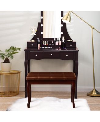 Solid Wood PU Leather Piano Bench with Storage-Brown