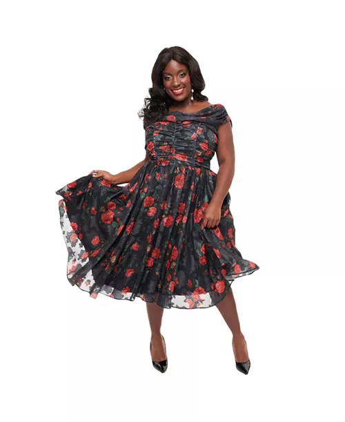 plus size off the shoulder ruffle cocktail dress