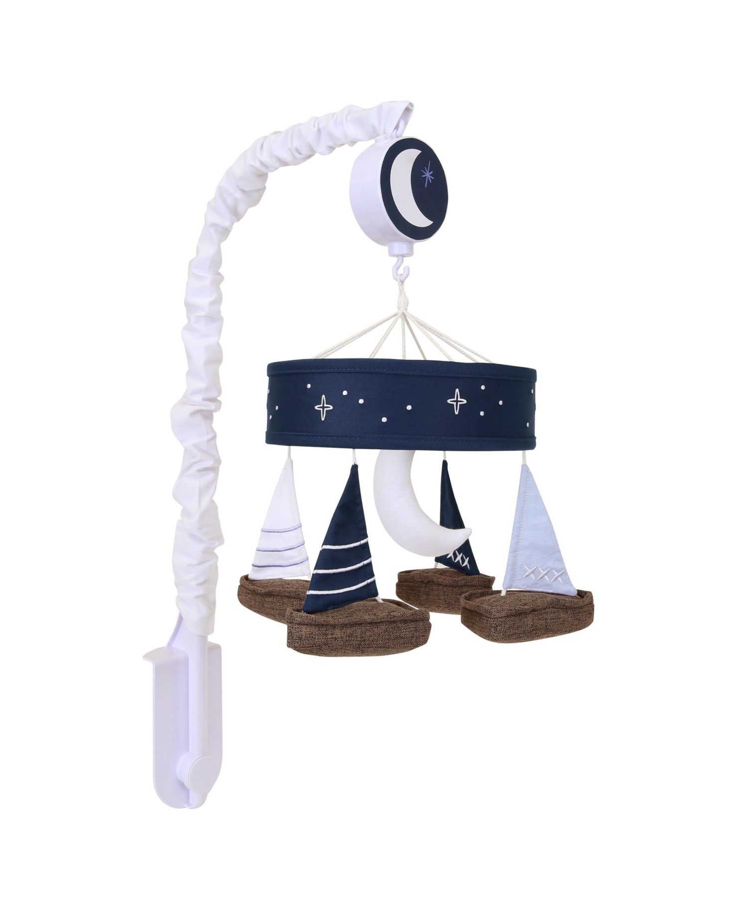 Lambs and Ivy Little Skipper Sailboat and Moon Musical Baby Crib Mobile Soother Toy