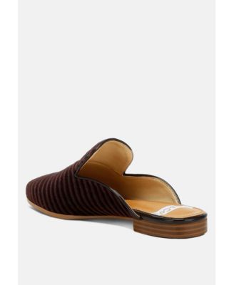 Womens Ouzini Velvet Textured Slip On Mules