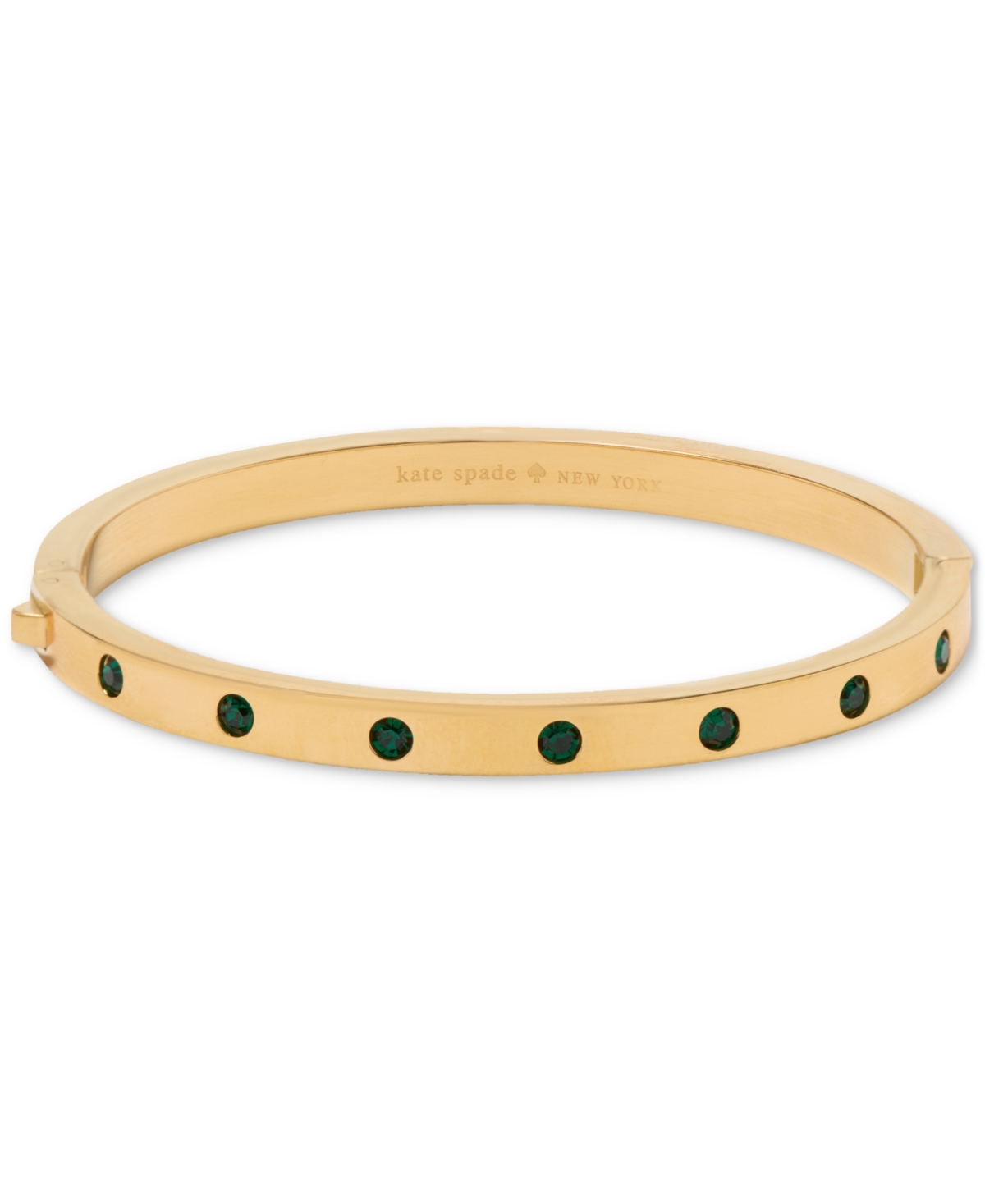 Kate Spade Gold-tone Stainless Steel Color Cubic Zirconia Bangle Bracelet In Emerald.