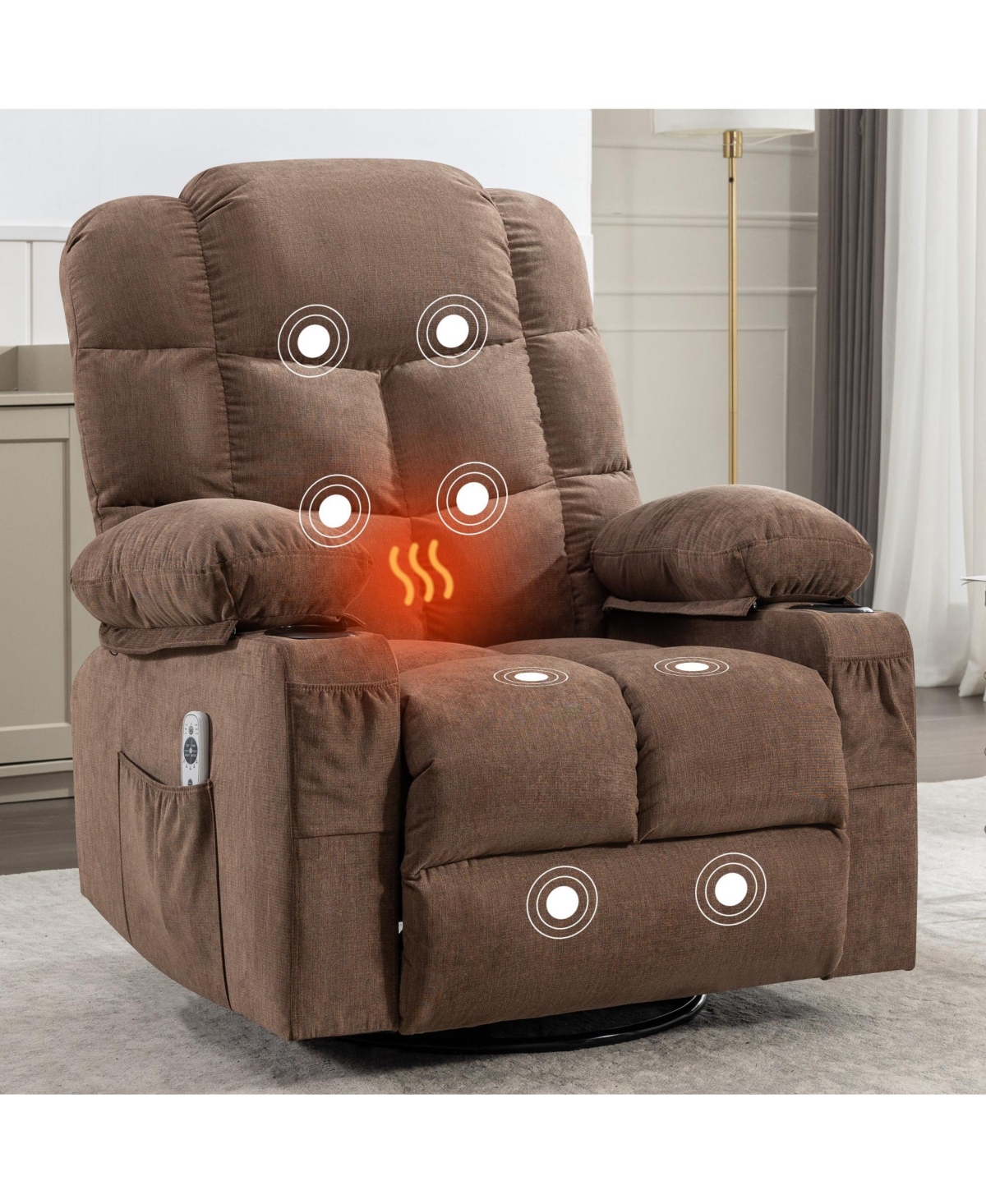 Boyel Living Massage Rocker Recliner Chair Rocking Chairs for Adults with 2 Cup Holders and Usb Charge