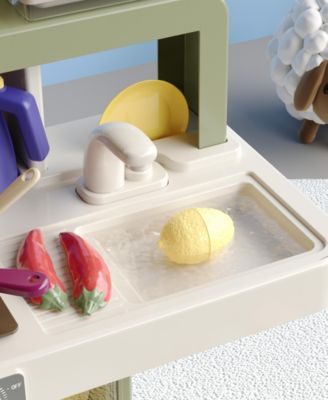 88-Piece Kids Play Kitchen Set with Lights Sounds and Running Water Pretend Cooking Toy for Boys and Girls Ages 3+