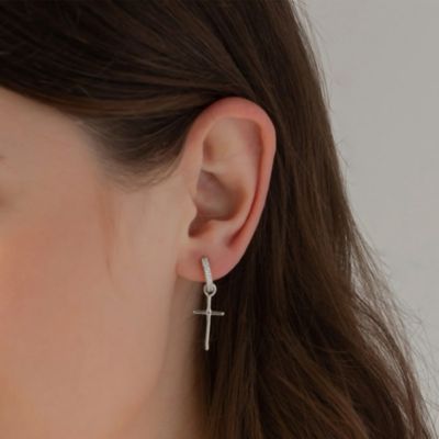 Sterling Silver 18k Gold Plated Ariel Cross Earrings Holiday Gift Idea