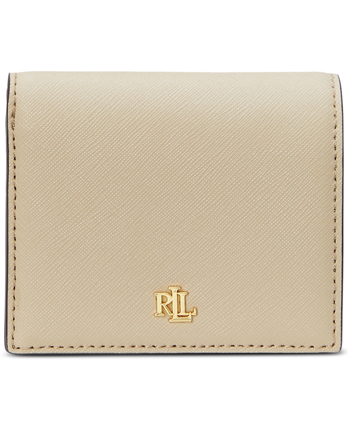 Ralph Lauren Crosshatch Leather Compact Wallet In Birch Tan