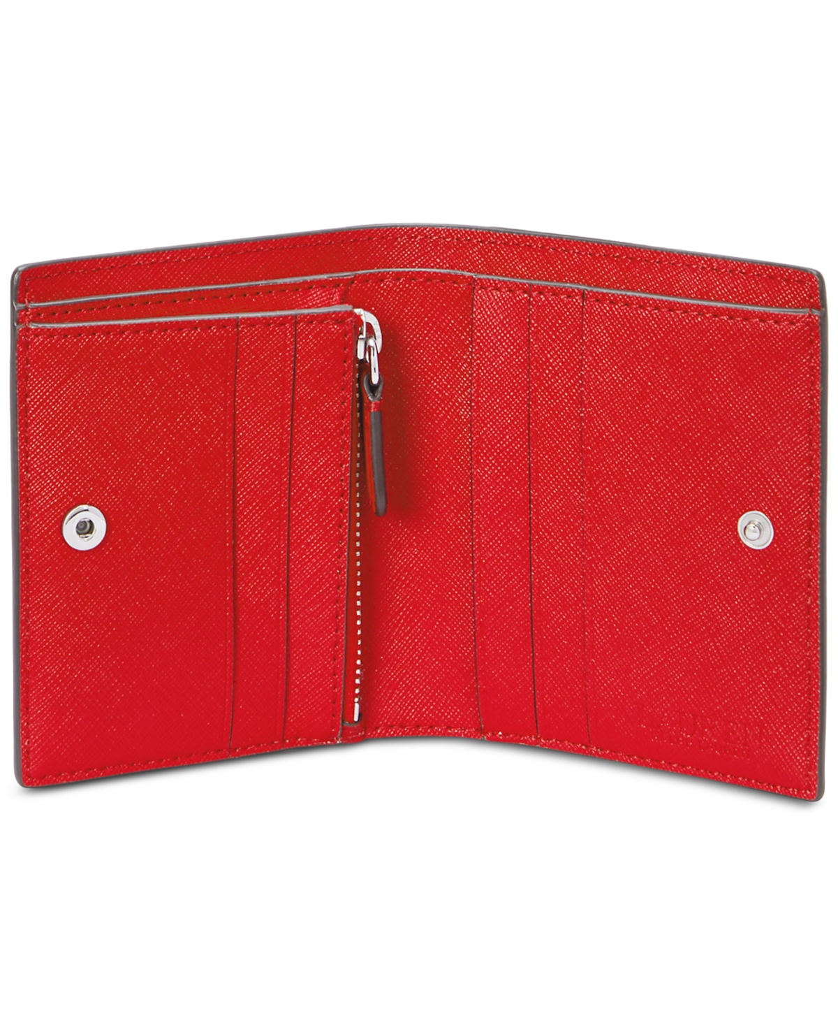 Ralph Lauren Crosshatch Leather Compact Wallet In Festive Red