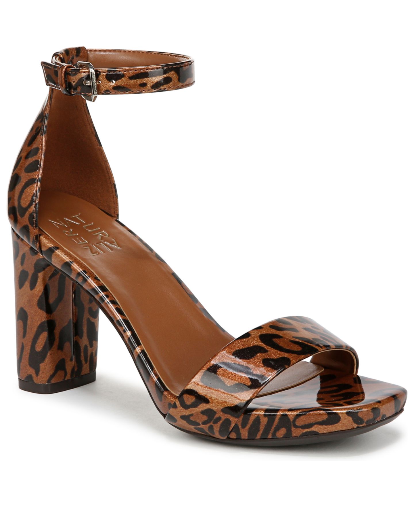 Женские сандалии Naturalizer Joy Square Toe Ankle Strap Dress Sandals, цвет: Леопардовый с принтом искусственный лаковый — фото 1