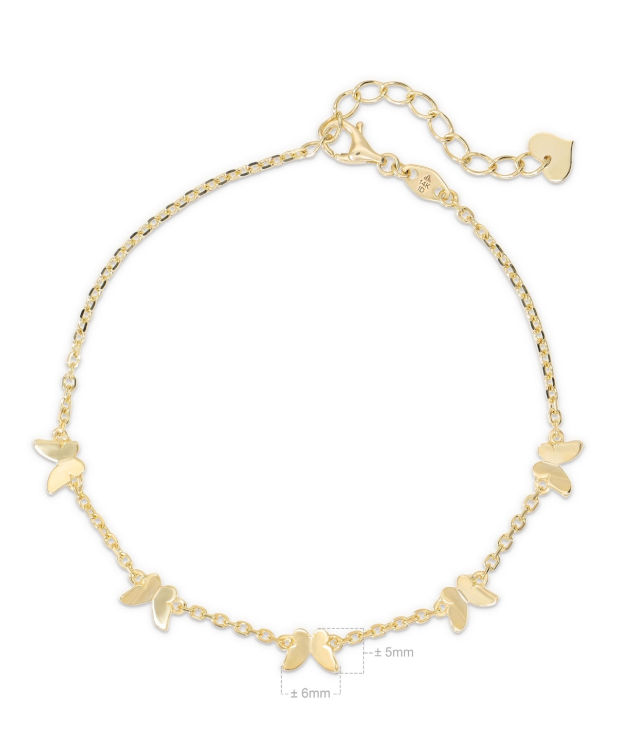 Devata Butterfly Chain Bracelet in 14K 6.5 in adj to in, approx. 2.9 grams - Gold
