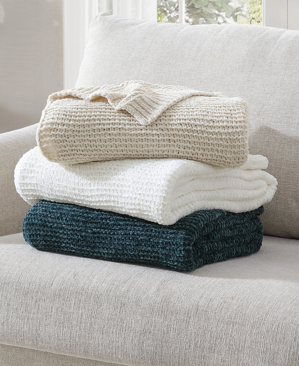 French Connection Eloise Lurex Chenille Throw, 50" X 70" In Oatmeal