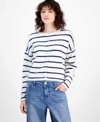 And Now This - Women's Striped Dropped-Shoulder Cardigan