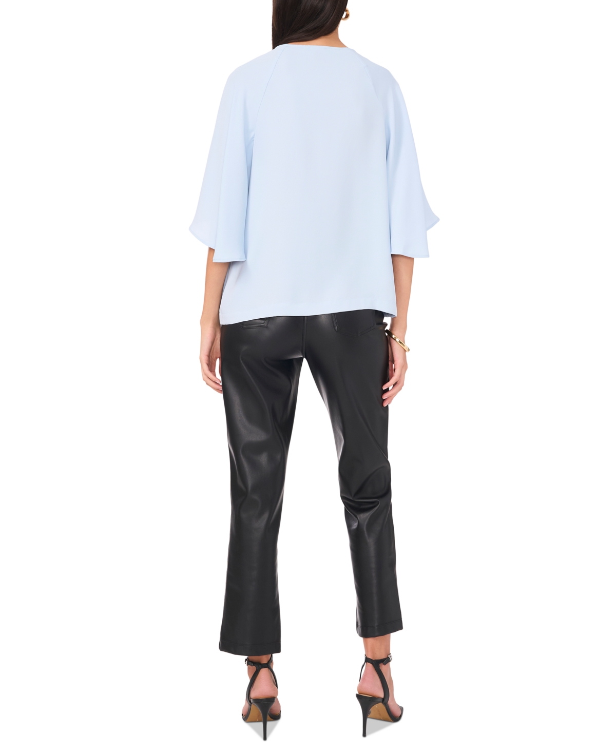 VINCE CAMUTO WOMEN'S SPLIT-NECK 3/4-ANGEL-SLEEVE BLOUSE 