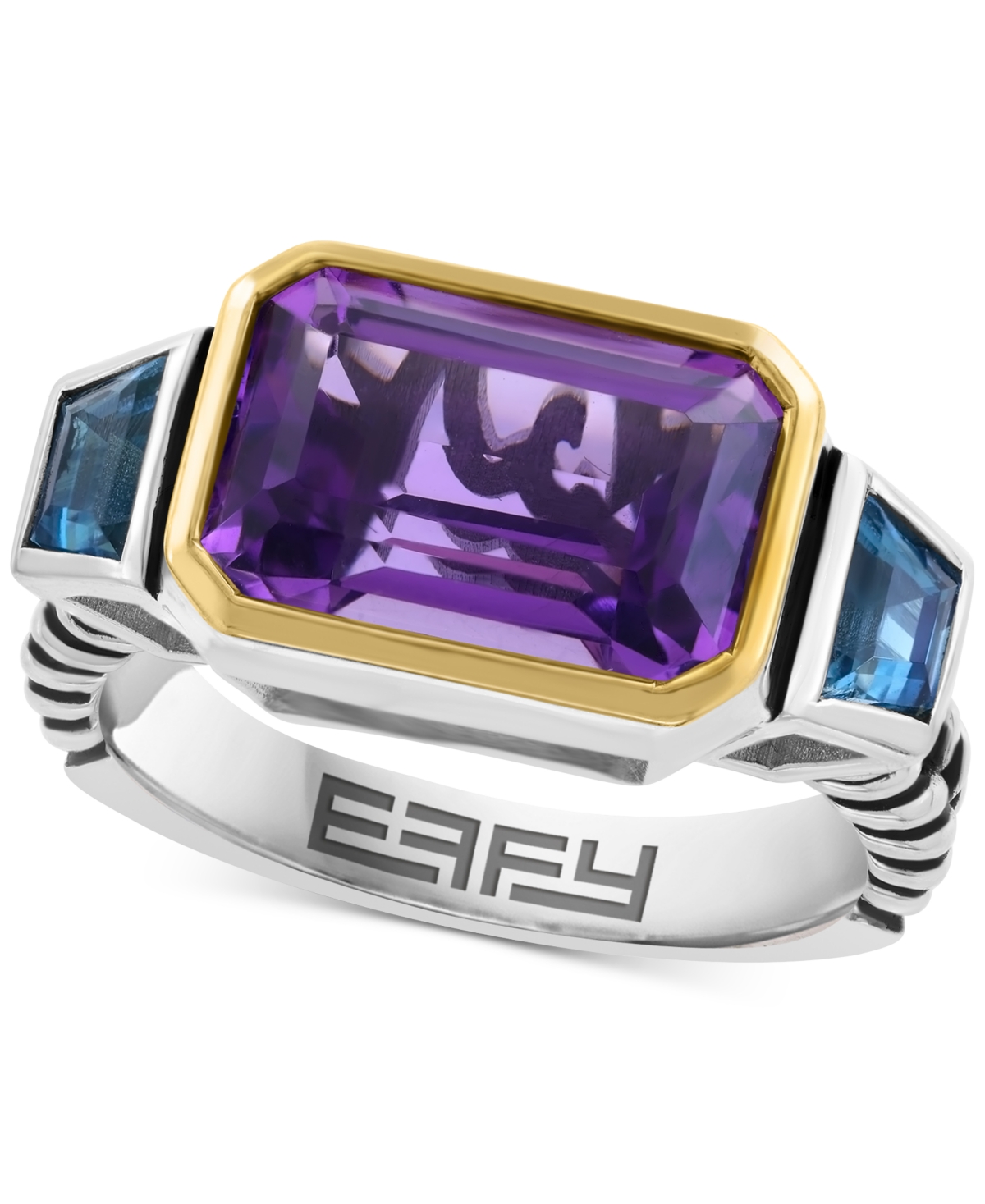 EFFY COLLECTION EFFY AMETHYST (3-1/3 CT. T.W.) & LONDON BLUE TOPAZ (1 CT. T.W.) RING IN STERLING SILVER & 14K GOLD-P 