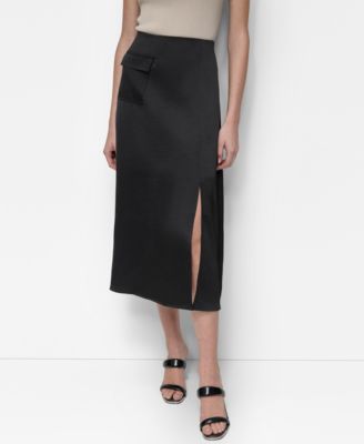 Decor Pocket Slit-Front Mini Skirt