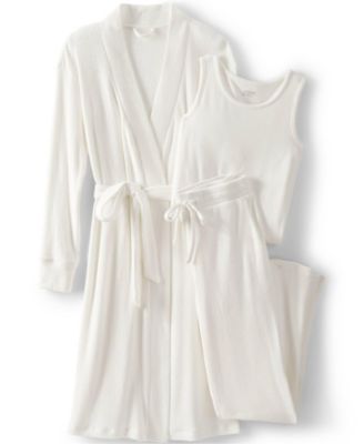 Plus Size Cozy 3 Piece Pajama Set - Robe Top and Pants
