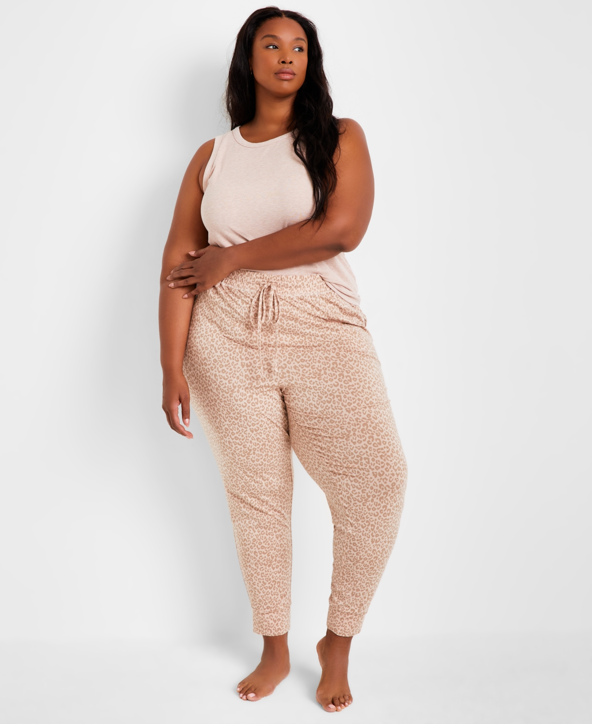 State Of Day Printed Jogger Pajama Pants Xs-3x, Created For Macy's In Soft Leopard