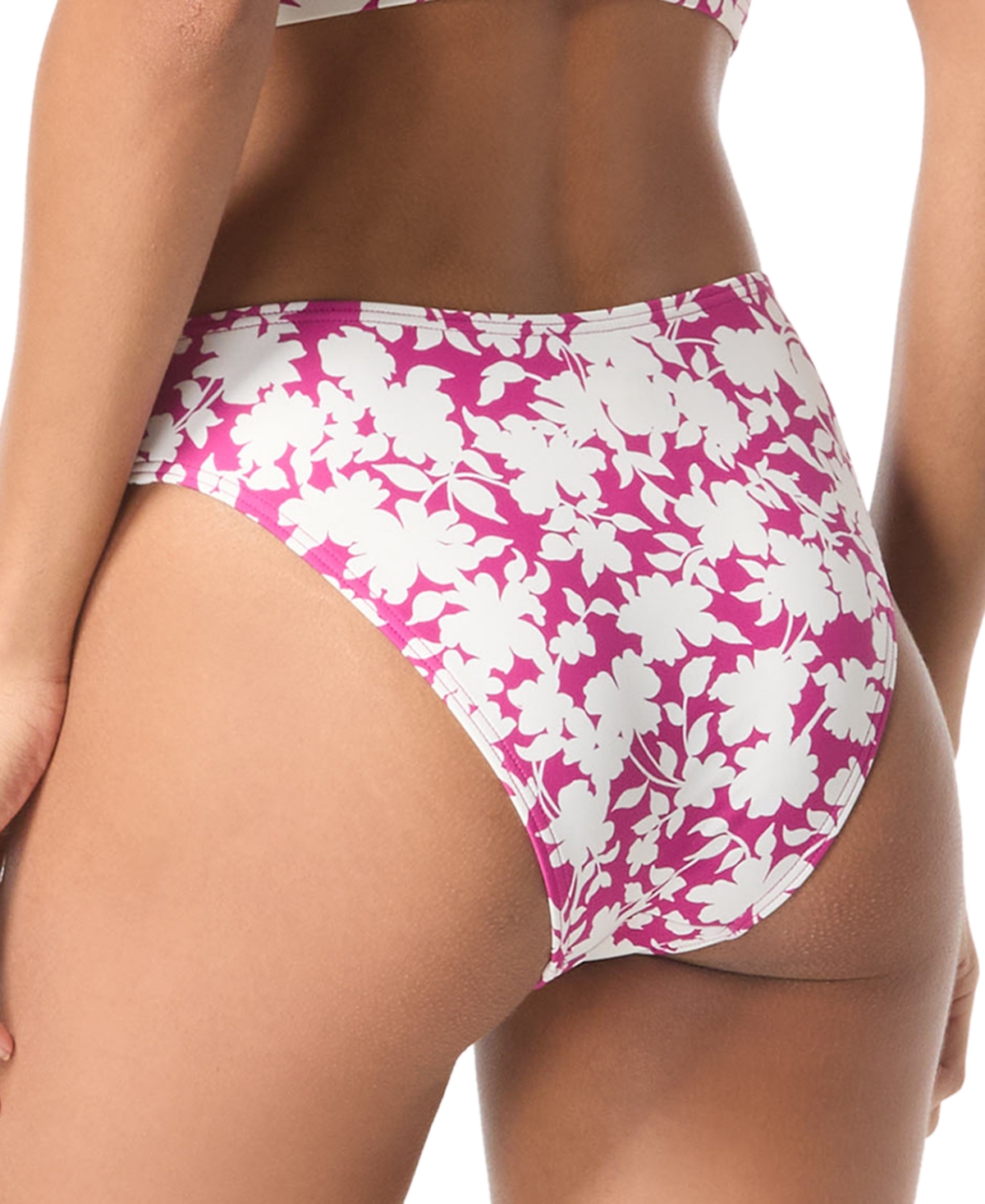 Michael Kors Michael  Women's Printed Full Coverage Bikini Bottoms In Bright Wild Berry
