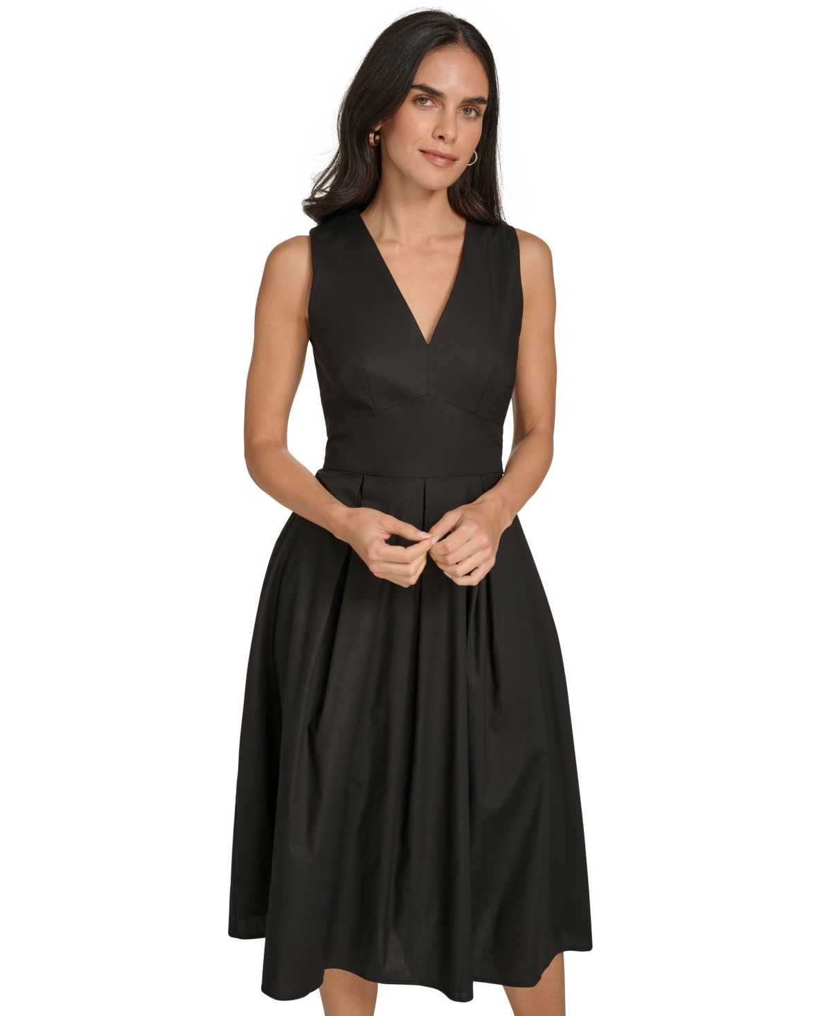 Calvin Klein Women's V-Neck Sleeveless A-Line Dress