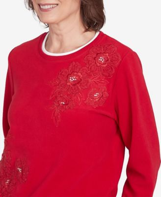 Women's Classic Sherpa Floral Embroidered Sweater