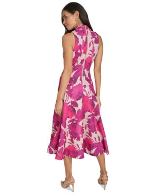 Calvin Klein Women's Split-Neck Sleeveless Fit Flare Dress Macy's