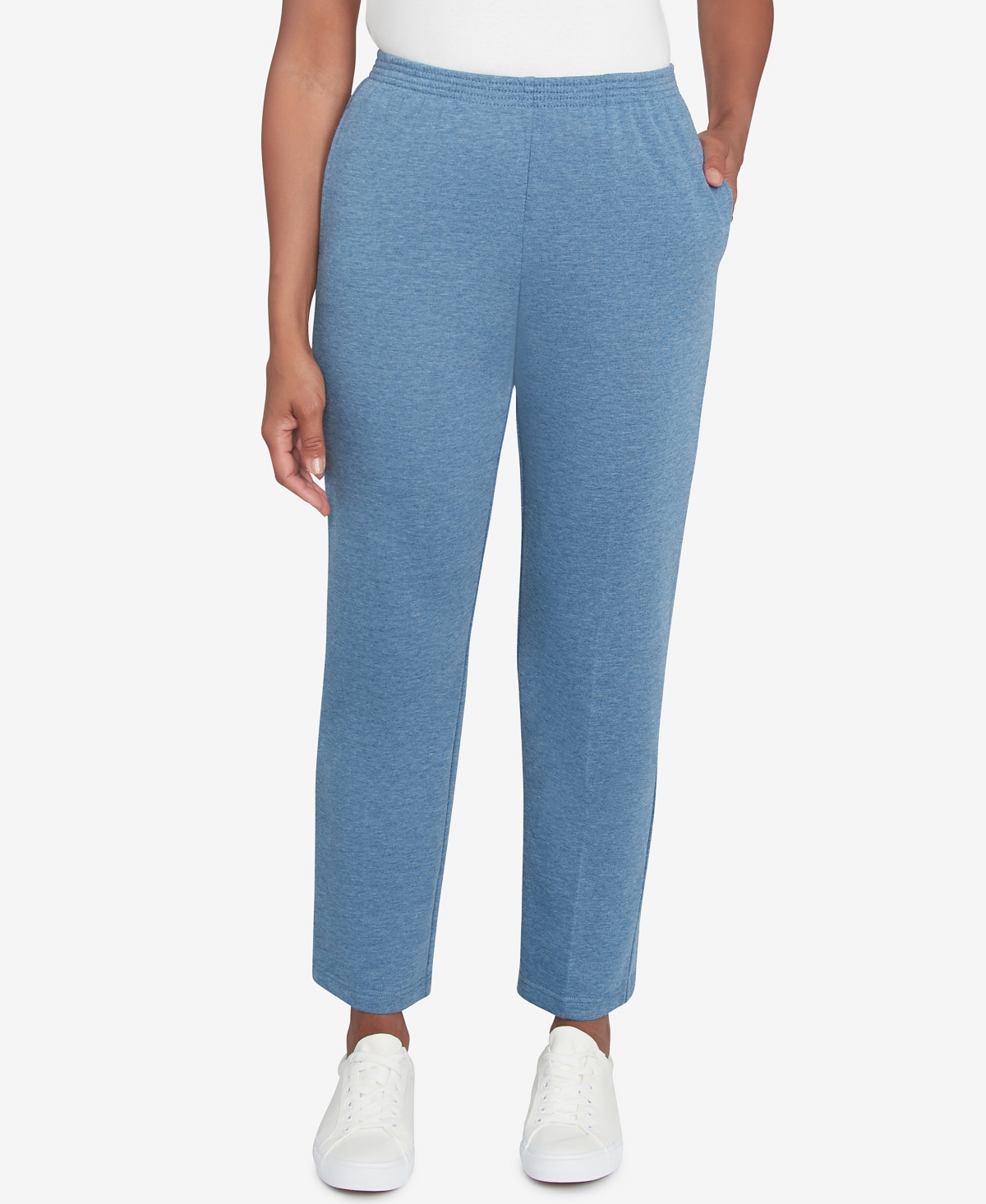 Alfred Dunner Petite Casual Fridays French Terry Knit Casual Short Length Pants In Denim