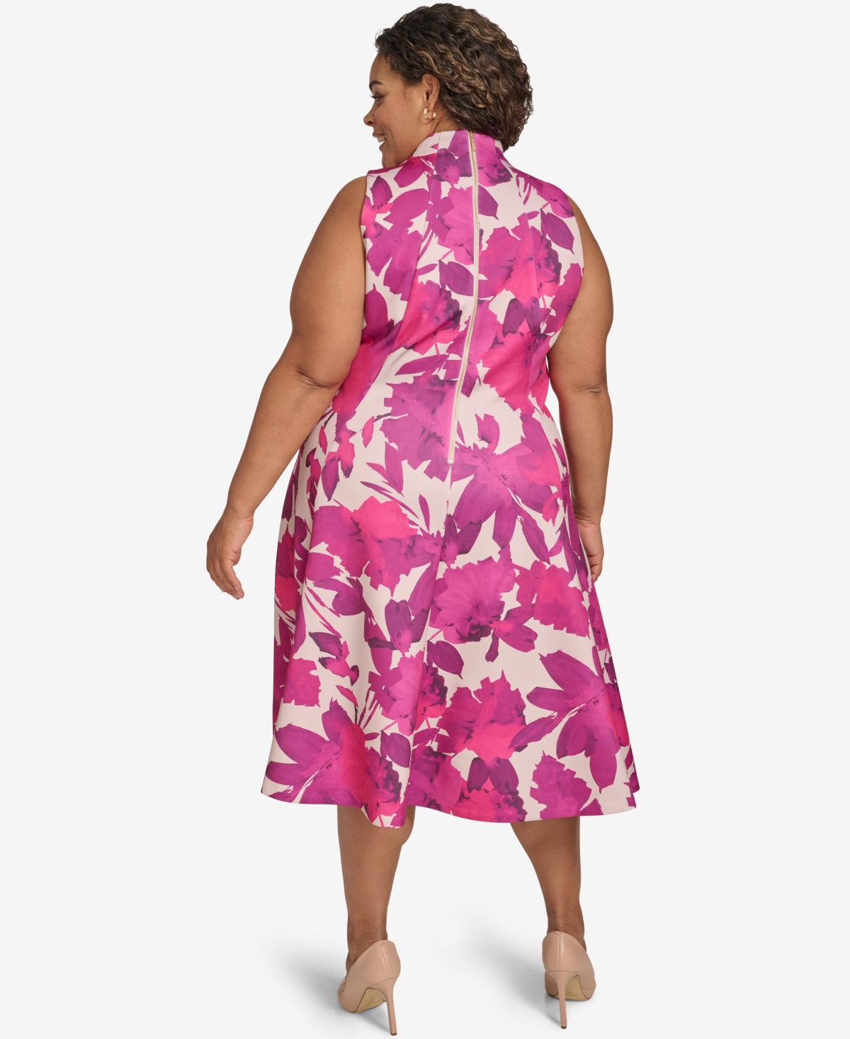 Calvin Klein Plus Size Floral-Print Fit & Flare Dress