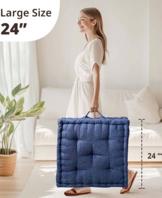 Azza Chenille Square Floor Pillow Cushion, 24" x 24"