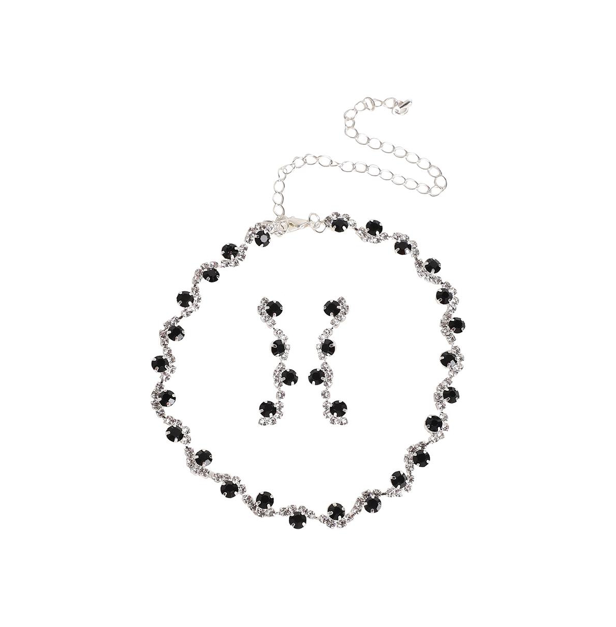 Sohi Women's Swirl Jewellery Set In Black