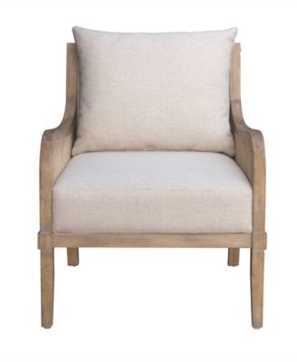 28" Wood Morgan Wide Cane Accent Chair with Removable Back Cushion