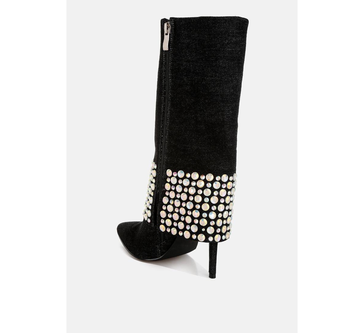London Rag Mike Drop Diamante & Rhinestones Denim Boots