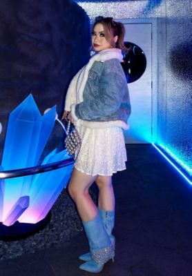 Womens Mike Drop Diamante and Rhinestones Denim Boots