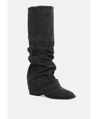 Capella Fold-Over Slouchy Denim Boot