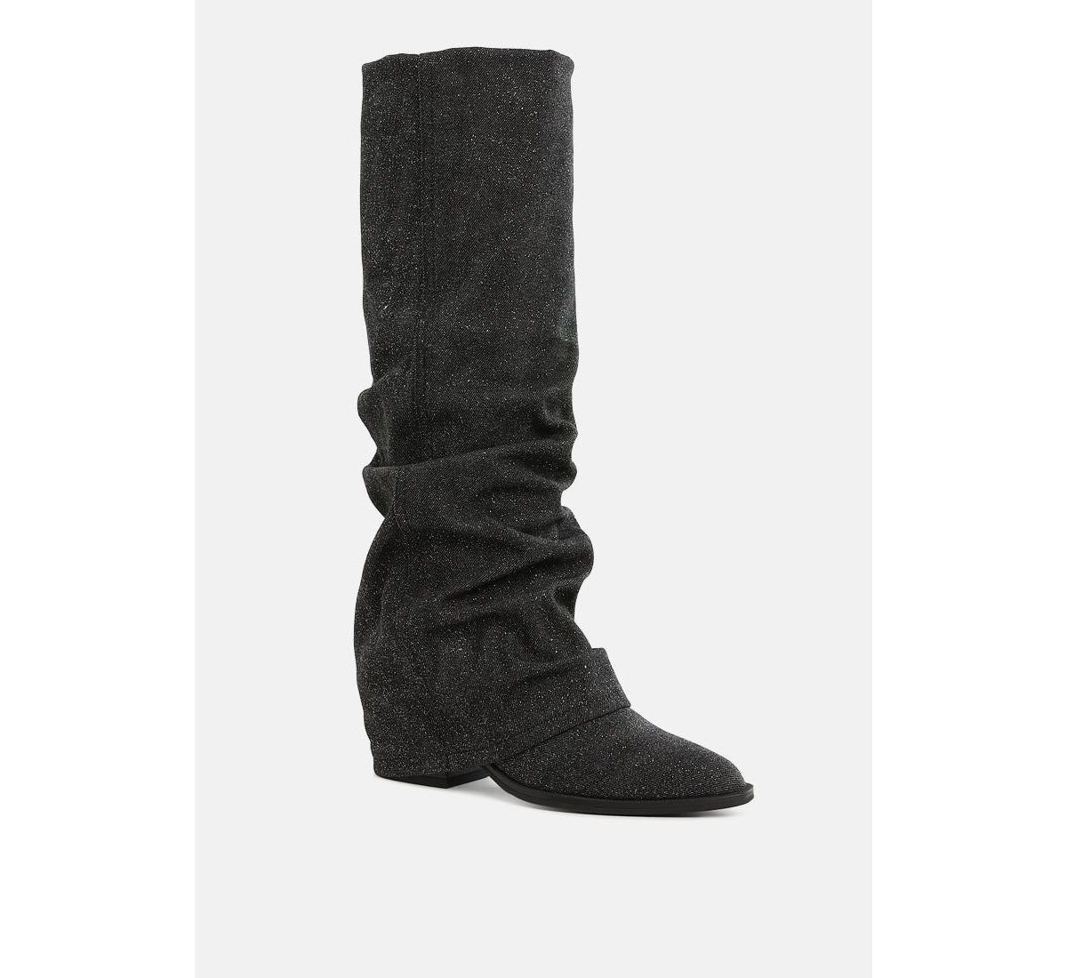 Capella Fold-Over Slouchy Denim Boot